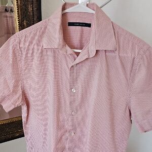 Perry Ellis Men's Casual Button Up Pink Geometric Shirt - Small